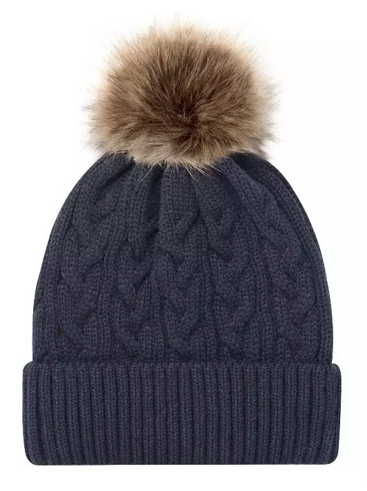 Tuque unisexe en tricot et pompom en fausse fourrure (couleurs multiples)