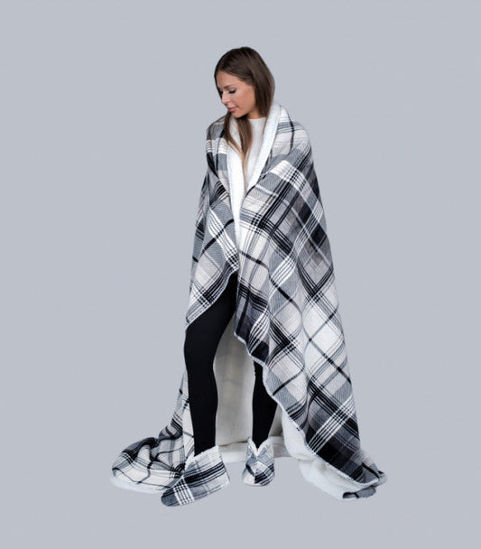 Jeté sherpa surdimensionné à rayures