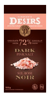 Tablette de chocolat noir (72 % cacao) au sel rose 100g
