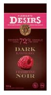 Tablette de chocolat noir (72 % cacao) à la framboise 100g