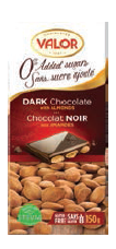 Tablette sans sucre ajouté de chocolat noir aux amandes (150g)
