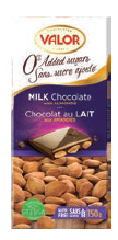 Tablette sans sucre ajouté de chocolat au lait aux amandes (150g)