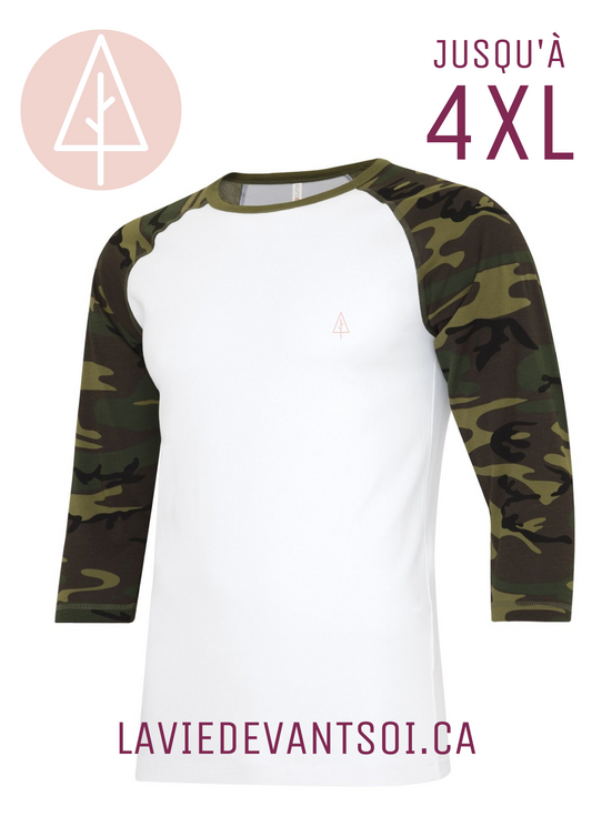 T-Shirt Raglan Manches 3/4 pour homme (motifs camo)