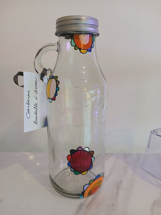 Petite bouteille décorative peinte à la main