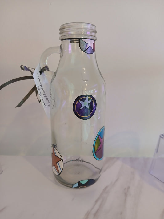 Petite bouteille décorative peinte à la main