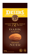 Tablette de chocolat noir (72 % cacao) à l’amande 100g