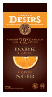 Tablette de chocolat noir (72 % cacao) à l’orange 100g