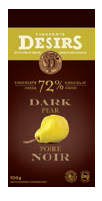 Tablette de chocolat noir (72 % cacao) à la poire 100g