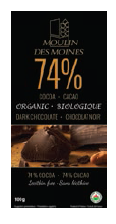 Tablette biologique de chocolat noir 100g (74 % cacao)