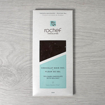 Tablette de chocolat noir 70% à la fleur de sel (50g)