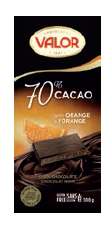 Tablette de chocolat noir (70 % cacao) à l’orange 100g